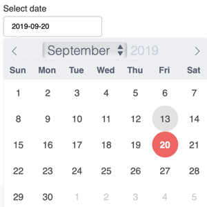 Thumbnail link to the examples/interaction/widgets/datepicker.py example shows a simple example of a widget for seleting dates and date ranges.