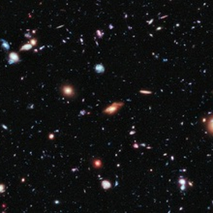 Thumbnail of the Hubble Deep Field used in an interactive image-processing comparison.
