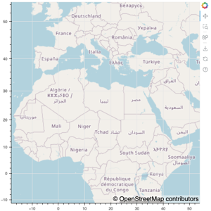 Thumbnail link to the examples/topics/geo/tile_xyzservices.py example shows a map plot using Bokeh's integration with xyzservices for tile providers.