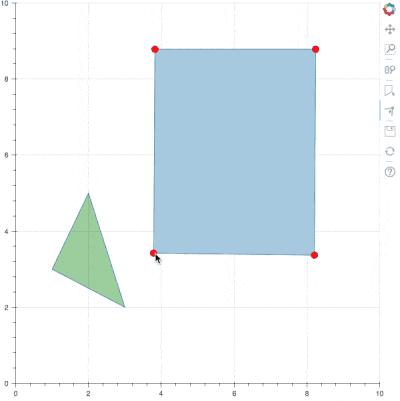 Animation showing polygon and vertex drag, select and delete actions